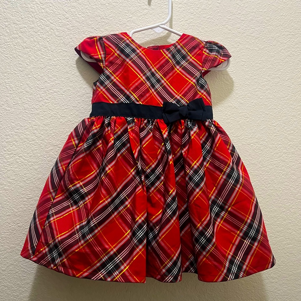 Red Plaid Dress with Black Bow